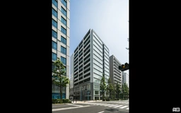 関内大通り沿いの高級賃貸マンション低層の地下1階店舗。関内駅 徒歩2分、馬車道駅 徒歩7分。2016年竣工の新しいビルで外観