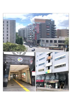 ①JR横須賀線、湘南新宿ライン 駅徒歩1分 ②看板位置、サイズは複数あり、掲出箇所は応相談 ③新耐震基準ビル外観