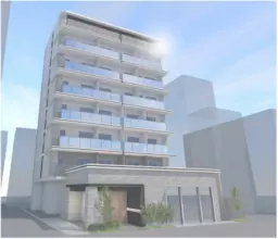 新築計画(2027年竣工予定)マンションの1階店舗区画外観