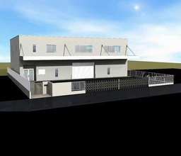 敷地内に駐車スペース8台あり｜2階建てマルチoffice・倉庫外観