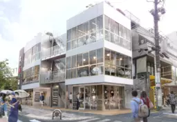 【千歳烏山駅徒歩1分】新駅ホームからの視認性良好なガラス張りテナントビル外観