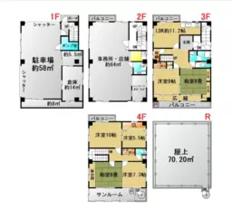 ■お花茶屋駅 徒歩10分 1F〜4F 現況:住宅付き店舗戸建 【飲食不可】外観