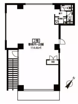 ■渋谷駅 徒歩8分 2F 現況:事務所仕様物件 【美容室・クリニック・飲食不可、物販・ショールーム向け】